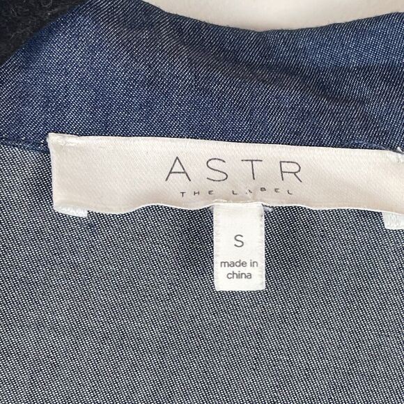 ASTR the Label Women Open Front Chambray Cardigan Jacket Large Blue Lagenlook - Picture 7 of 11